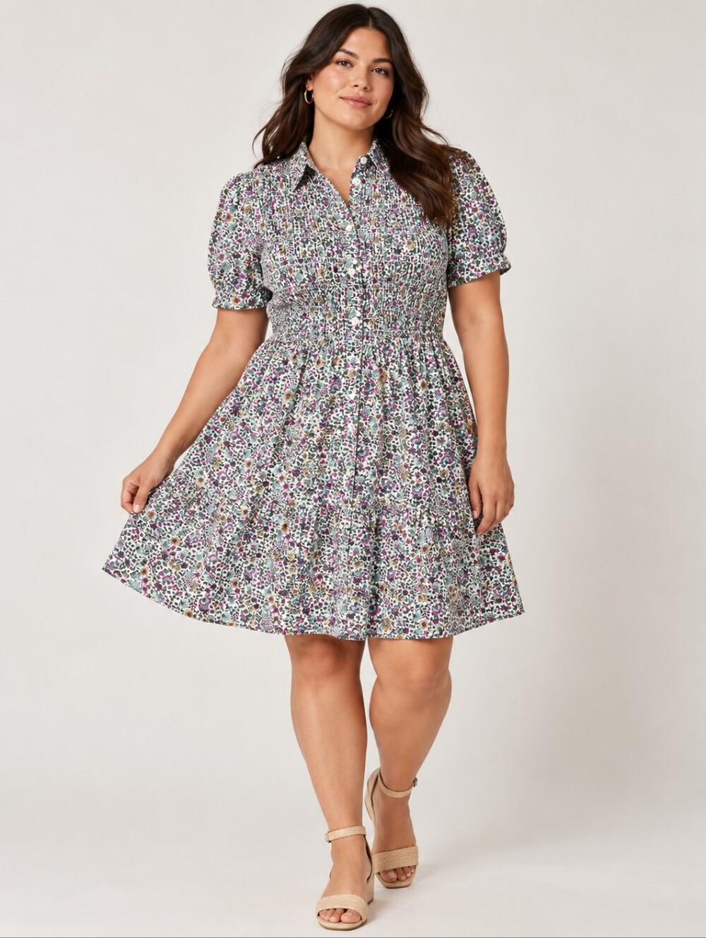❤️ NWT! J CREW SHORT SLEEVE SMOCKED PRINTED COTTON SHIRT DRESS, 2X